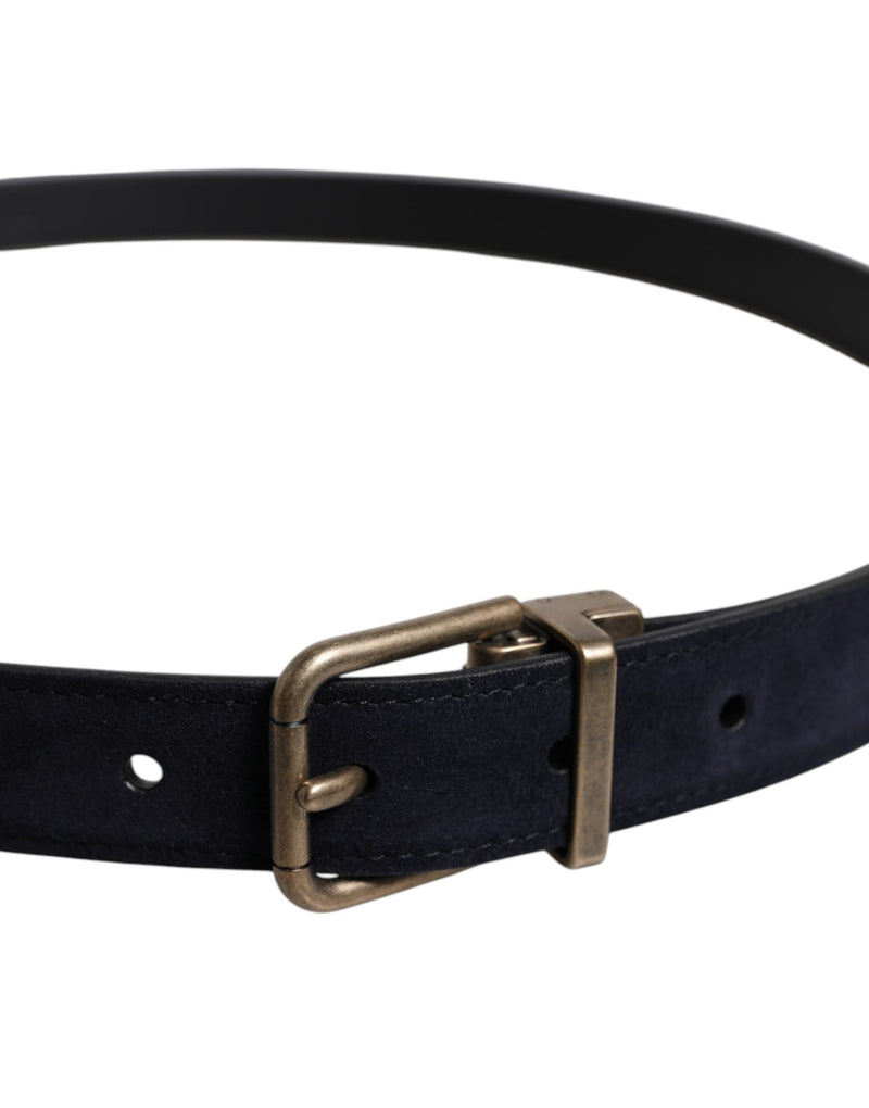 Black Goat Leather Metal Buckle Classic Belt Dolce & Gabbana