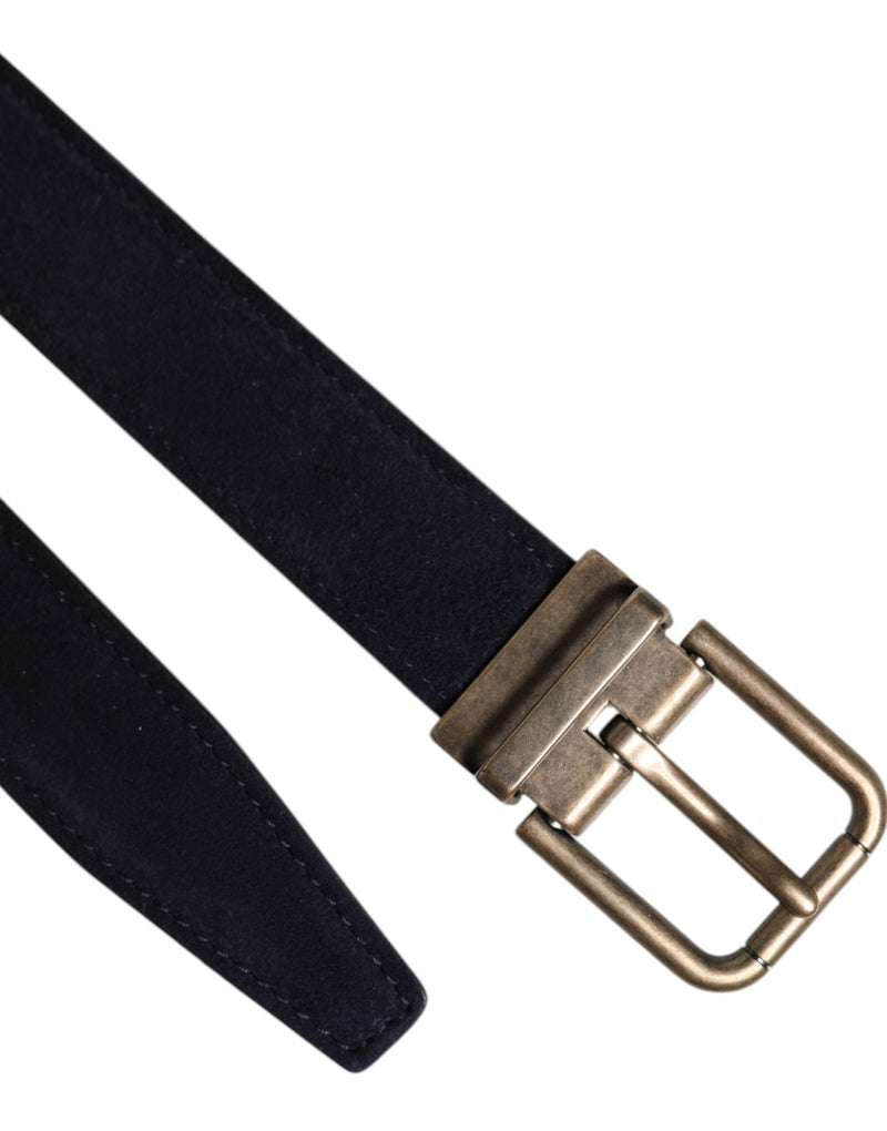 Black Goat Leather Metal Buckle Classic Belt Dolce & Gabbana