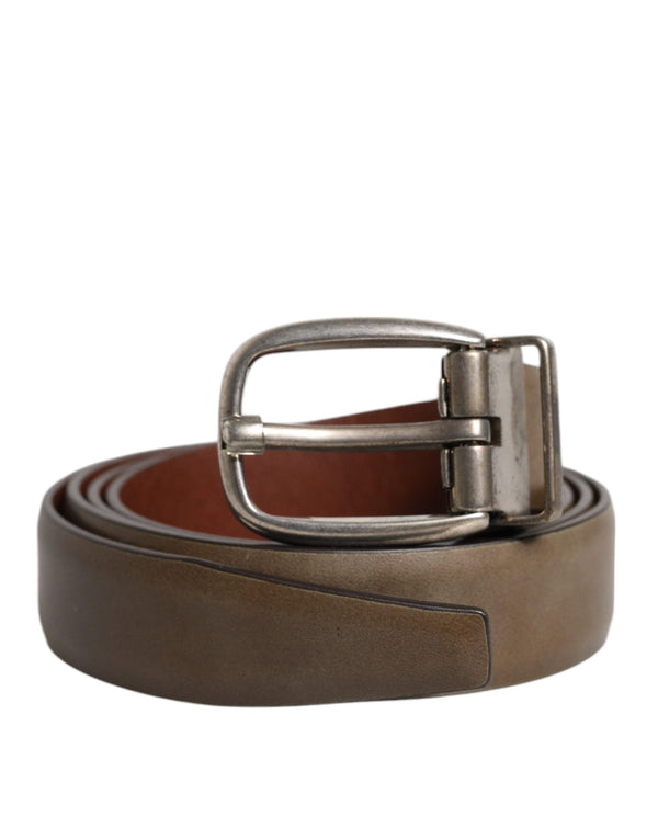 Brown Leather Classic Metal Logo Buckle Belt Dolce & Gabbana