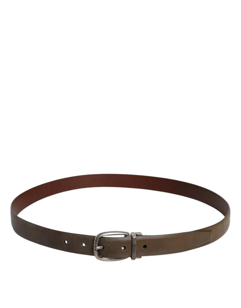 Brown Leather Classic Metal Logo Buckle Belt Dolce & Gabbana
