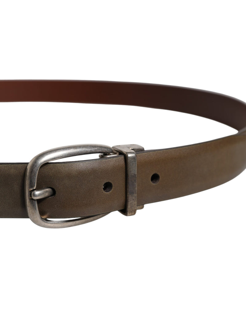 Brown Leather Classic Metal Logo Buckle Belt Dolce & Gabbana