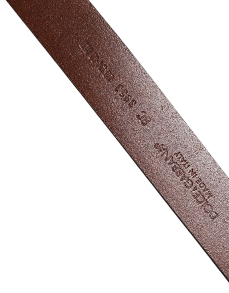 Brown Leather Classic Metal Logo Buckle Belt Dolce & Gabbana
