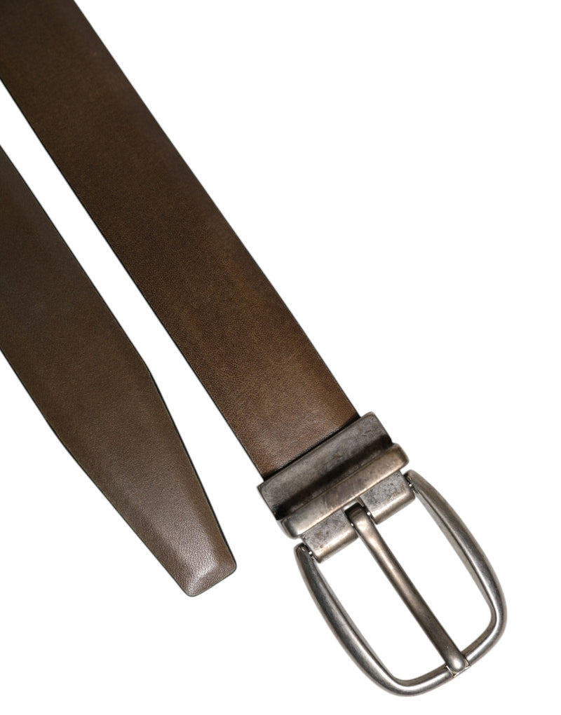 Brown Leather Classic Metal Logo Buckle Belt Dolce & Gabbana