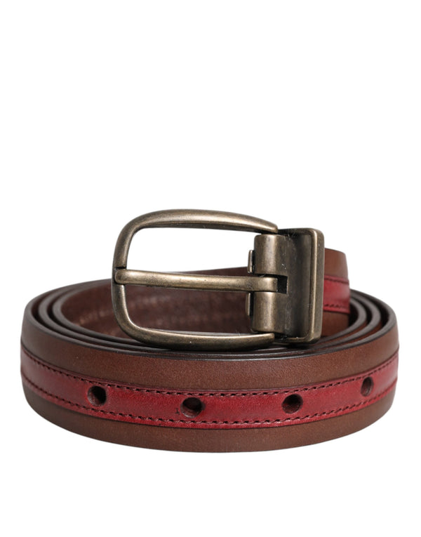 Burgundy Leather Metal Logo Buckle Belt Dolce & Gabbana