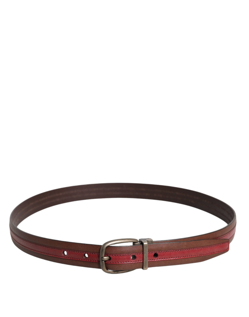 Burgundy Leather Metal Logo Buckle Belt Dolce & Gabbana