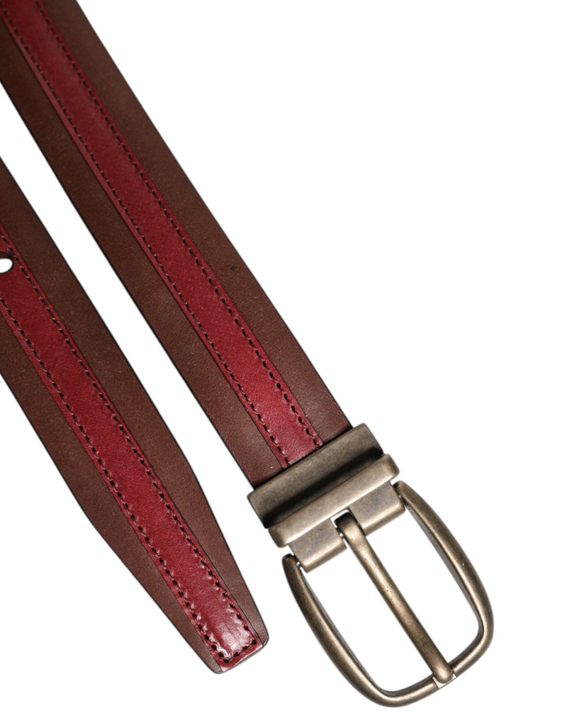 Burgundy Leather Metal Logo Buckle Belt Dolce & Gabbana