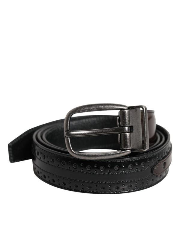 Black Brown Leather Classic Metal Buckle Belt Dolce & Gabbana