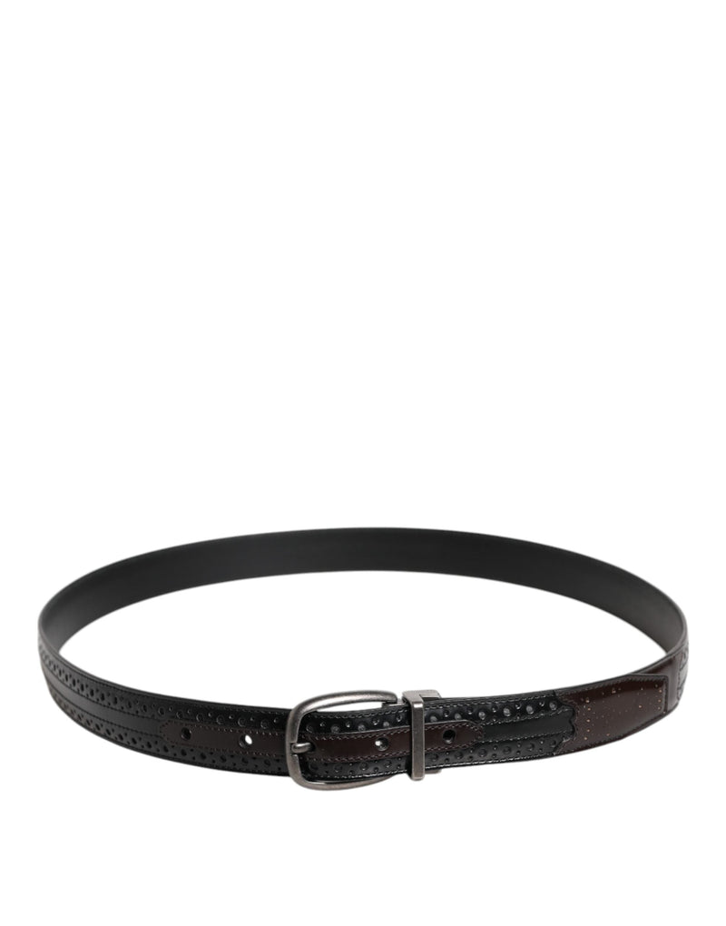 Black Brown Leather Classic Metal Buckle Belt Dolce & Gabbana