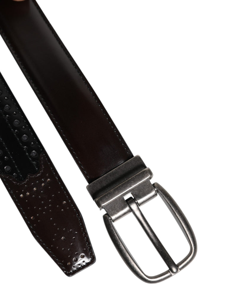 Black Brown Leather Classic Metal Buckle Belt Dolce & Gabbana