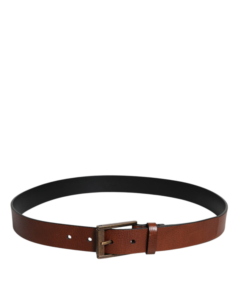 Brown Calf Leather Classic Metal Buckle Belt Dolce & Gabbana