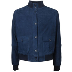 Blue Calfskin Men Bomber Jacket Emilio Romanelli