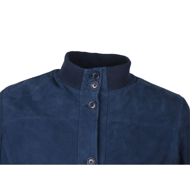 Blue Calfskin Men Bomber Jacket Emilio Romanelli