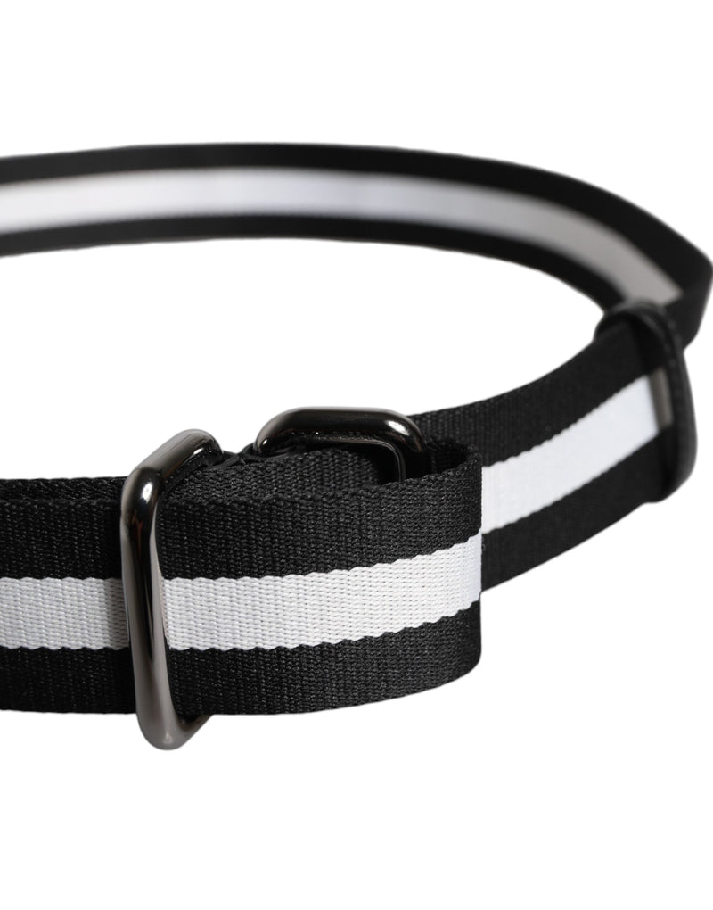 Black Yellow Logo Striped Metal Buckle Belt Dolce & Gabbana