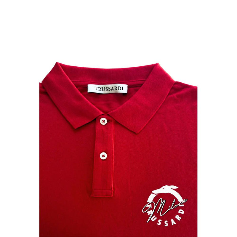 Red Cotton Polo Shirt Trussardi Beachwear