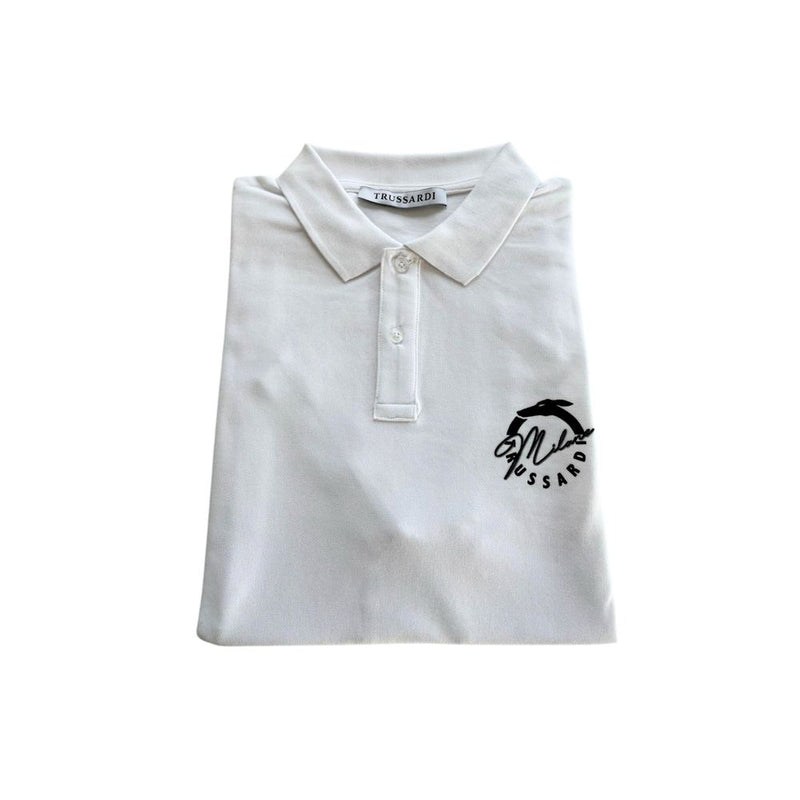 White Cotton Polo Shirt Trussardi Beachwear