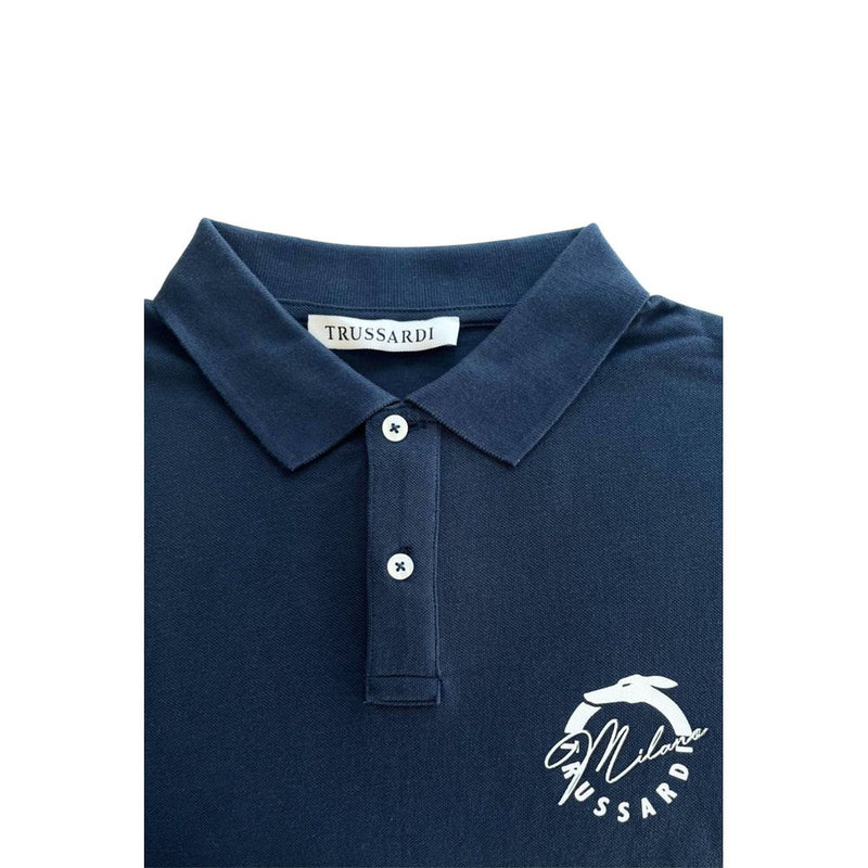 Blue Cotton Polo Shirt Trussardi Beachwear