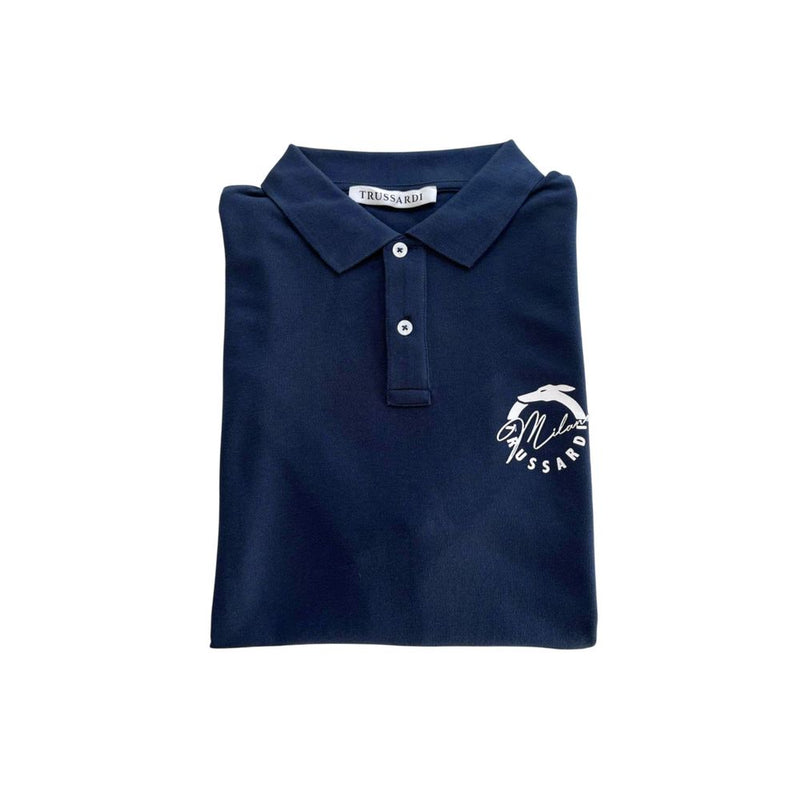 Blue Cotton Polo Shirt Trussardi Beachwear