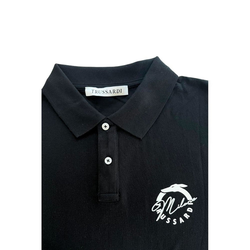 Black Cotton Polo Shirt Trussardi Beachwear