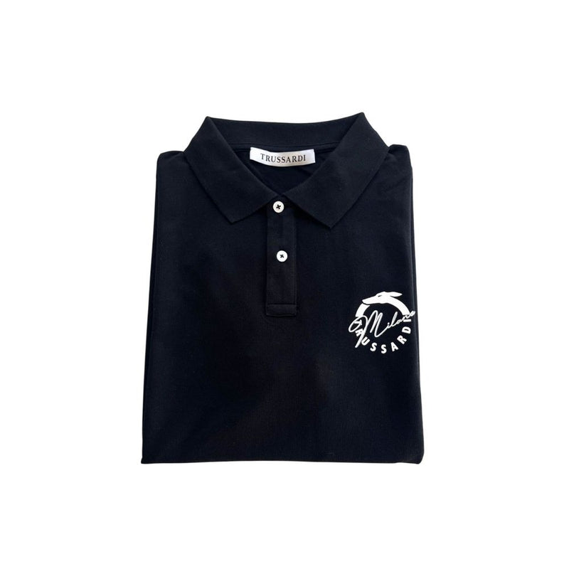 Black Cotton Polo Shirt Trussardi Beachwear