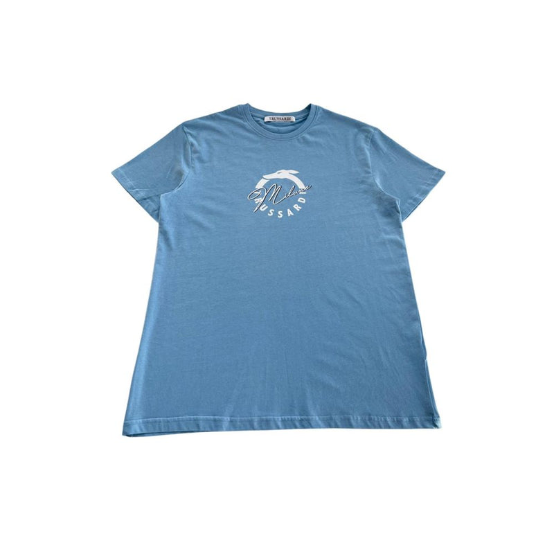 Light Blue Cotton T-Shirt Trussardi Beachwear