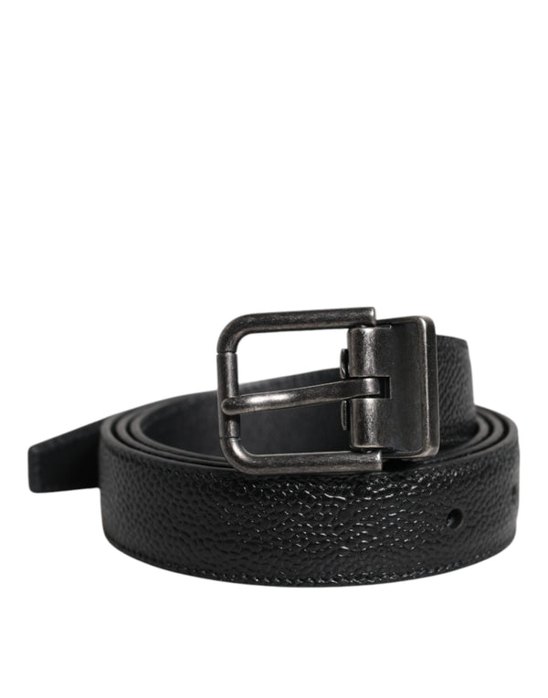 Black Calf Leather Classic Metal Buckle Belt Dolce & Gabbana