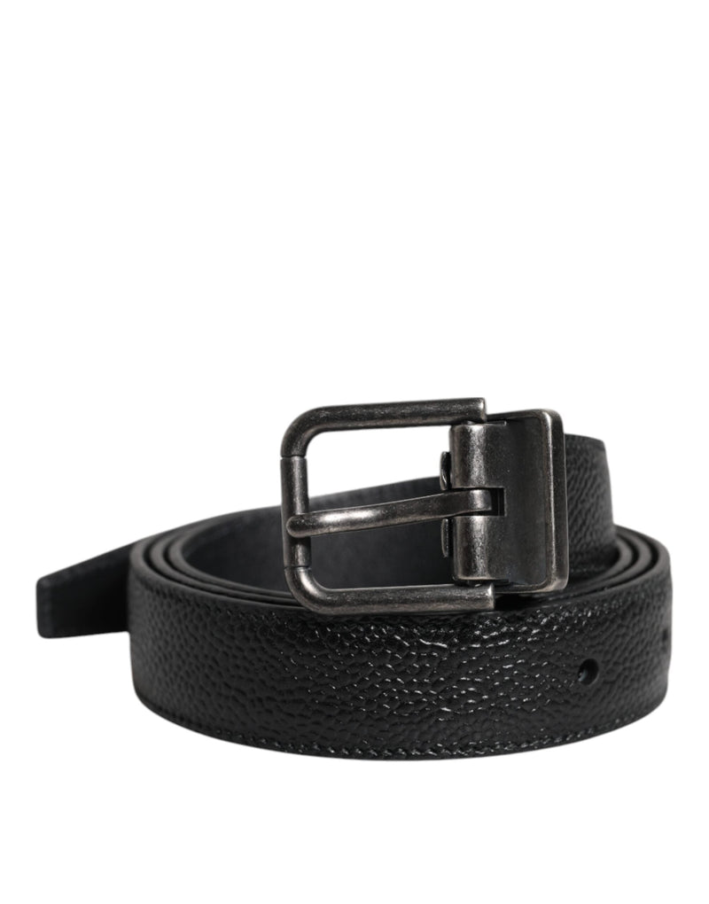 Black Calf Leather Classic Metal Buckle Belt Dolce & Gabbana