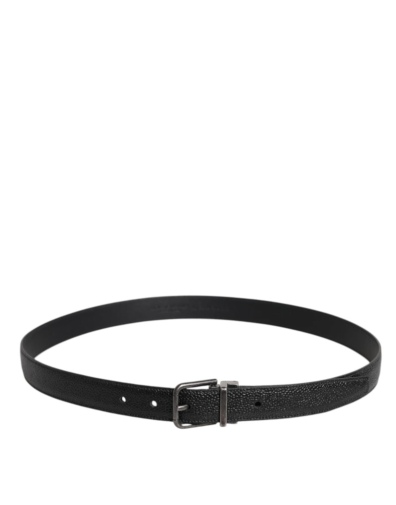 Black Calf Leather Classic Metal Buckle Belt Dolce & Gabbana