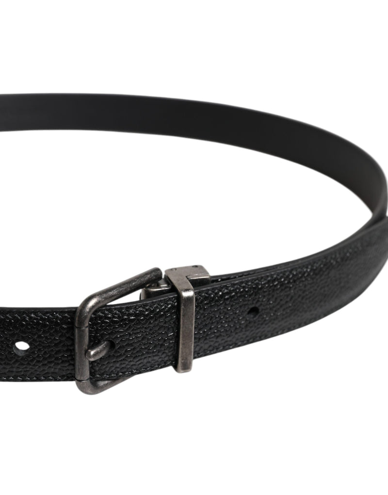 Black Calf Leather Classic Metal Buckle Belt Dolce & Gabbana