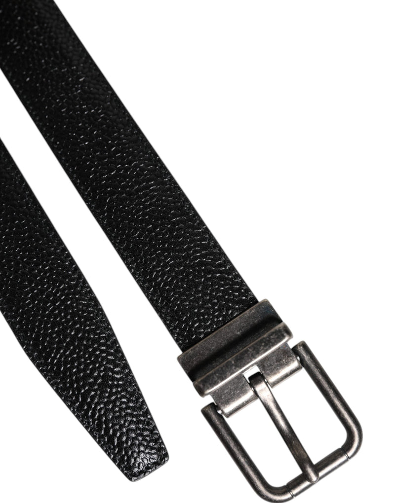Black Calf Leather Classic Metal Buckle Belt Dolce & Gabbana