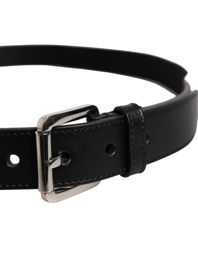 Black White Printed Metal Logo Buckle Belt Dolce & Gabbana