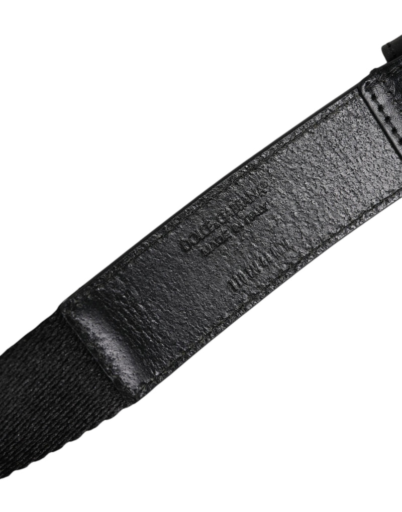 Black White Printed Metal Logo Buckle Belt Dolce & Gabbana