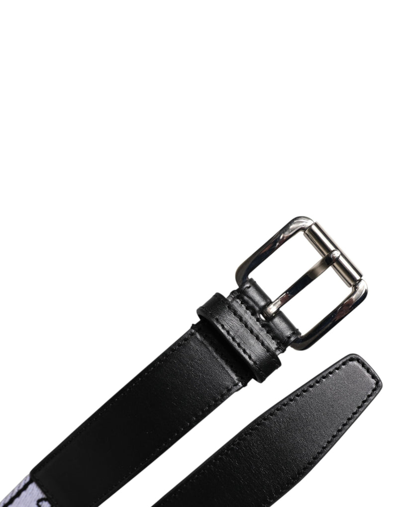 Black White Printed Metal Logo Buckle Belt Dolce & Gabbana