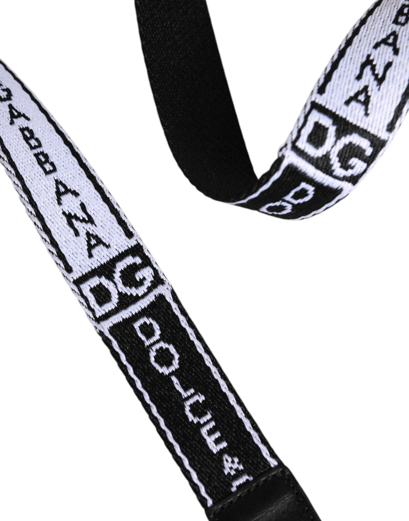 Black White Printed Metal Logo Buckle Belt Dolce & Gabbana