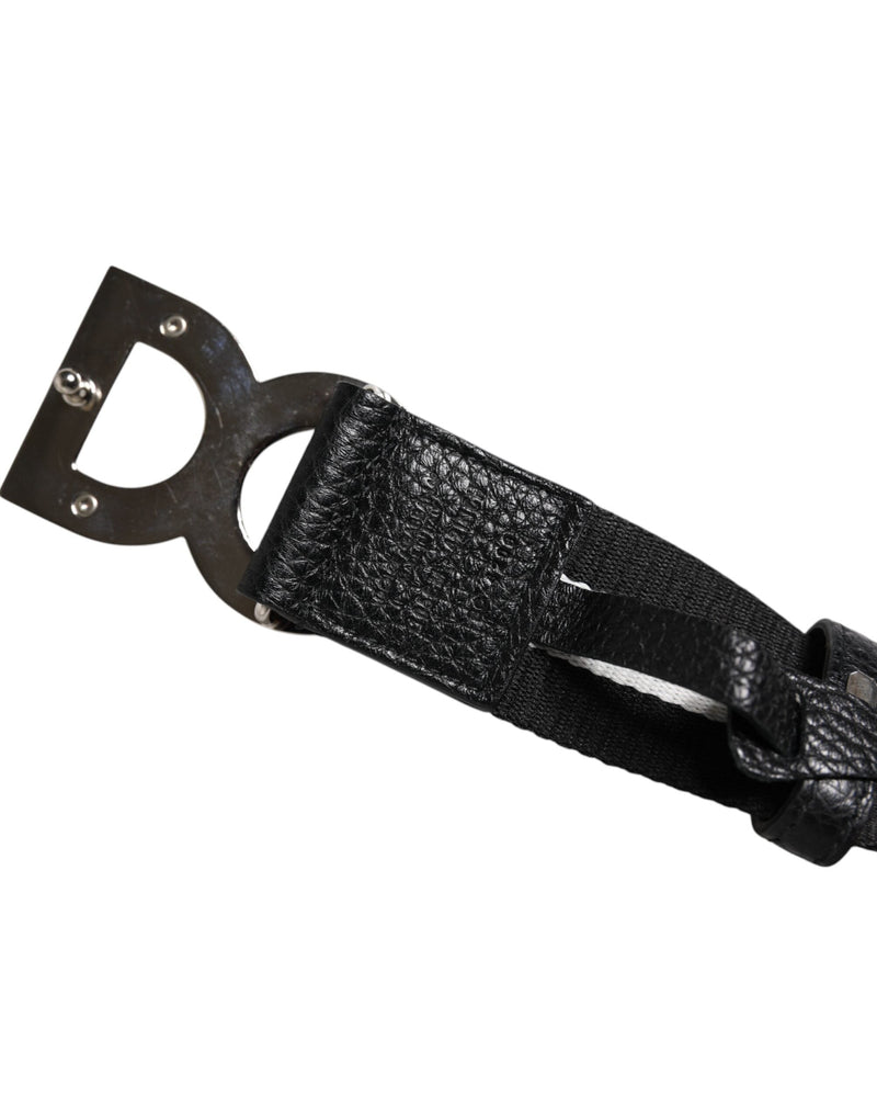 Black White Printed Metal Logo Buckle Belt Dolce & Gabbana