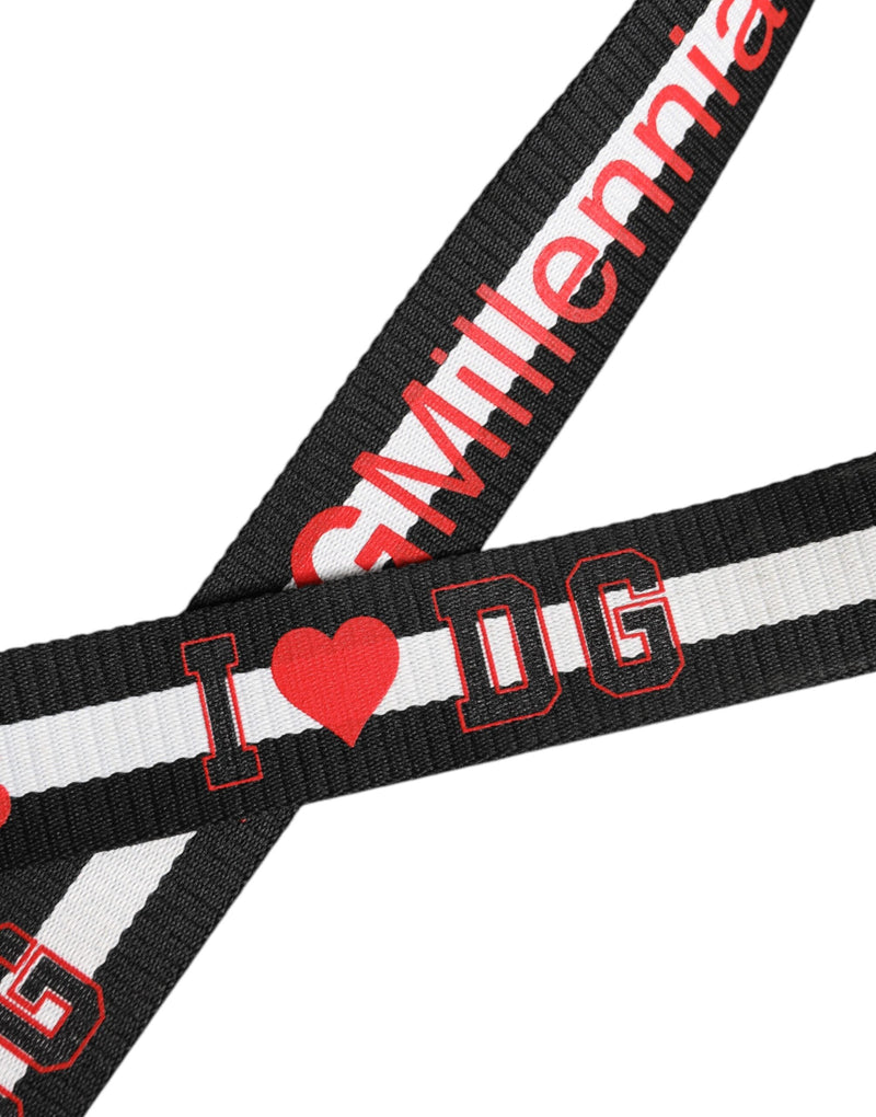 Black White Printed Metal Logo Buckle Belt Dolce & Gabbana