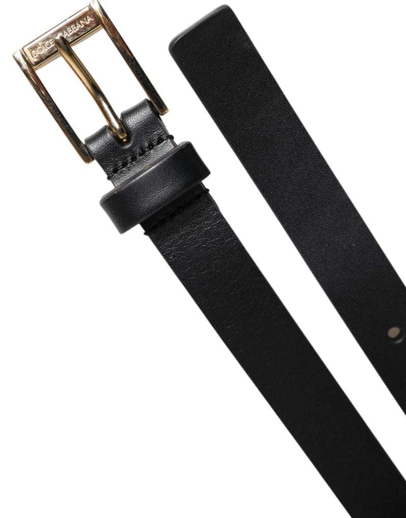 Black Calfskin Classic Metal Logo Buckle Belt Dolce & Gabbana