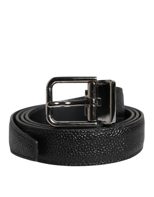 Black Calf Leather Classic Metal Buckle Belt Dolce & Gabbana