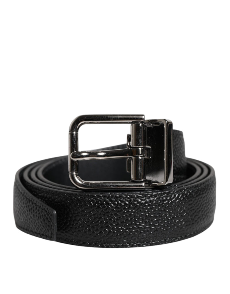 Black Calf Leather Classic Metal Buckle Belt Dolce & Gabbana