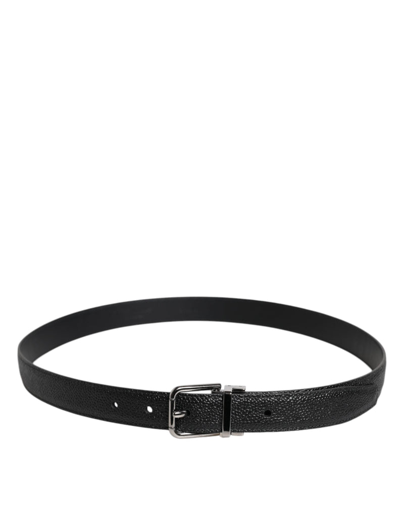 Black Calf Leather Classic Metal Buckle Belt Dolce & Gabbana