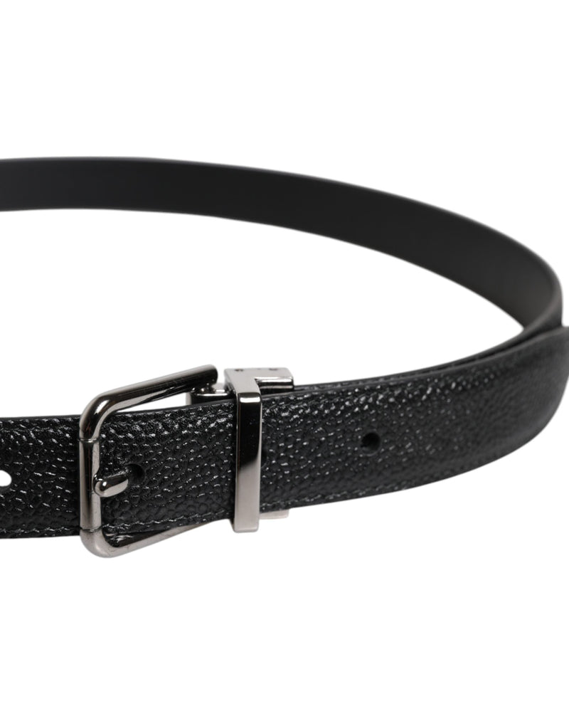 Black Calf Leather Classic Metal Buckle Belt Dolce & Gabbana