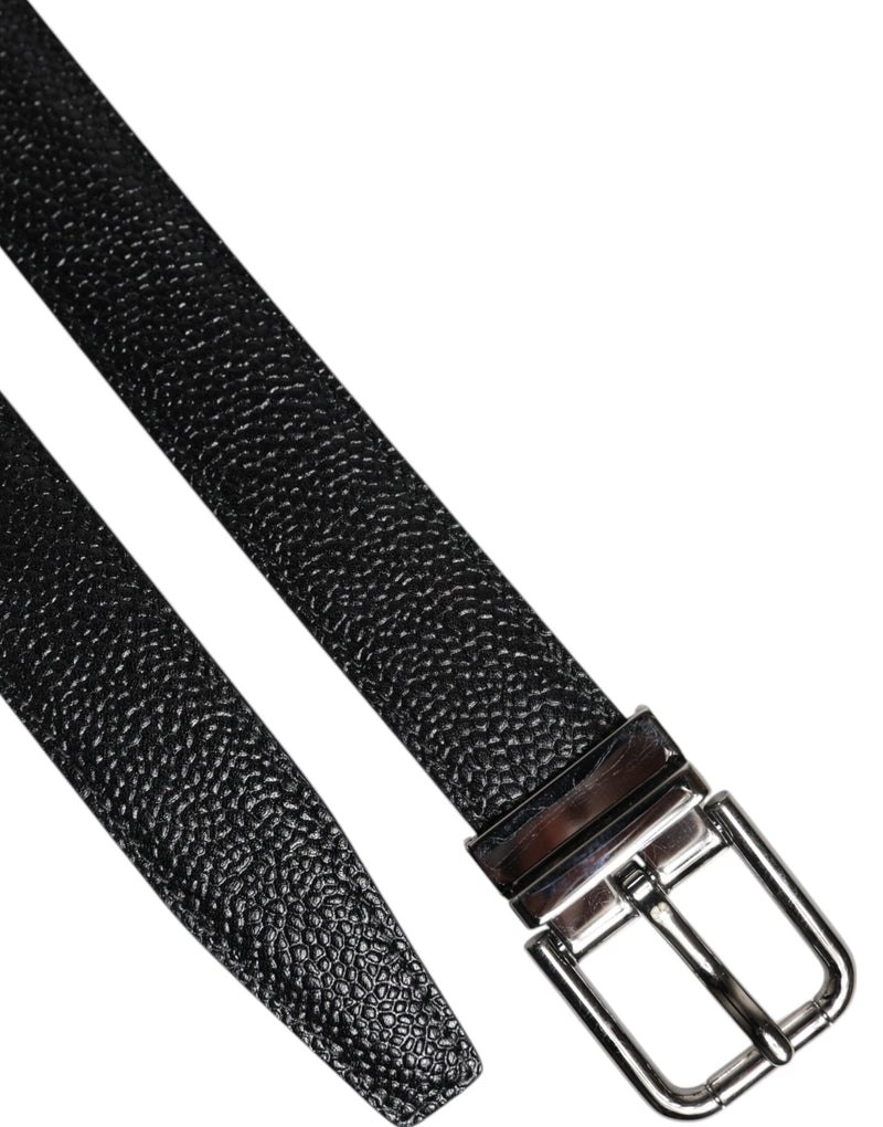 Black Calf Leather Classic Metal Buckle Belt Dolce & Gabbana