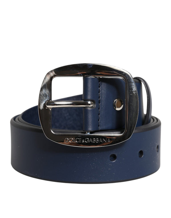 Blue Calf Leather Classic Metal Buckle Belt Dolce & Gabbana
