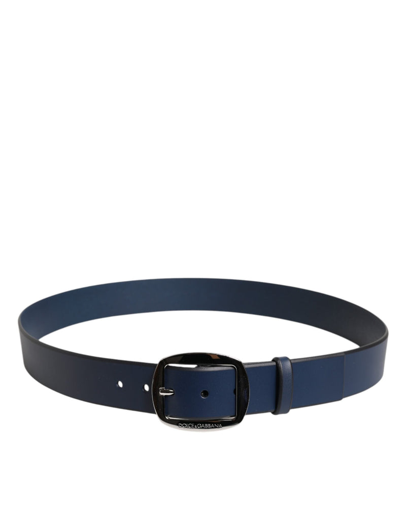 Blue Calf Leather Classic Metal Buckle Belt Dolce & Gabbana