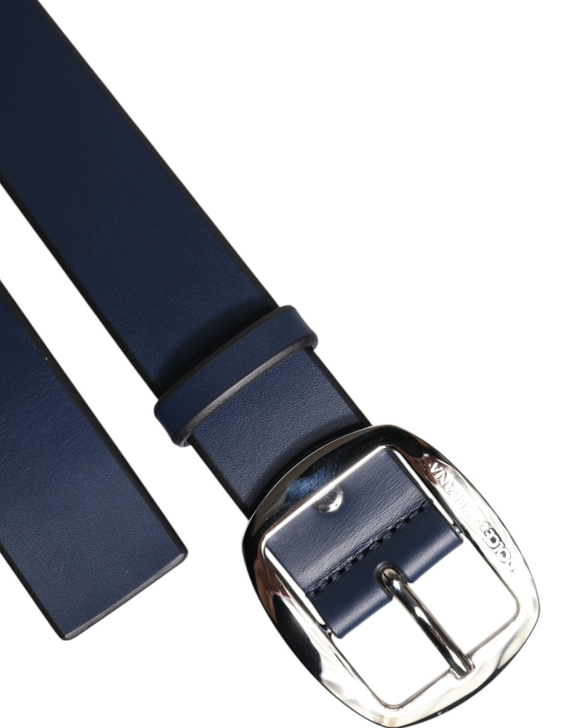 Blue Calf Leather Classic Metal Buckle Belt Dolce & Gabbana