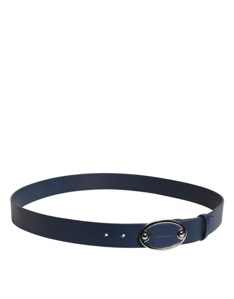 Blue Leather Classic Metal Logo Buckle Belt Dolce & Gabbana