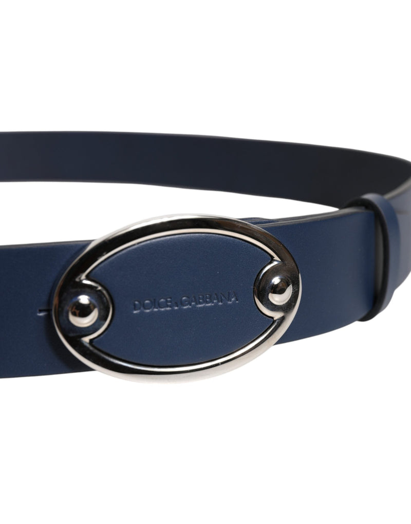 Blue Leather Classic Metal Logo Buckle Belt Dolce & Gabbana
