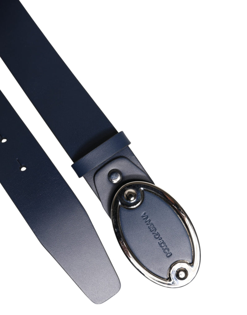 Blue Leather Classic Metal Logo Buckle Belt Dolce & Gabbana