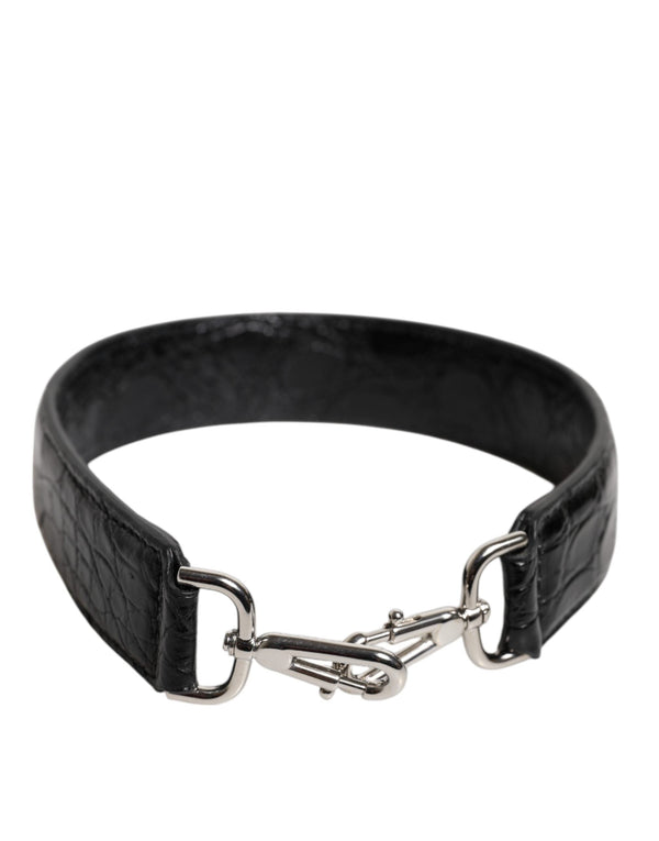 Black Alligator Leather Bag Shoulder Strap Dolce & Gabbana