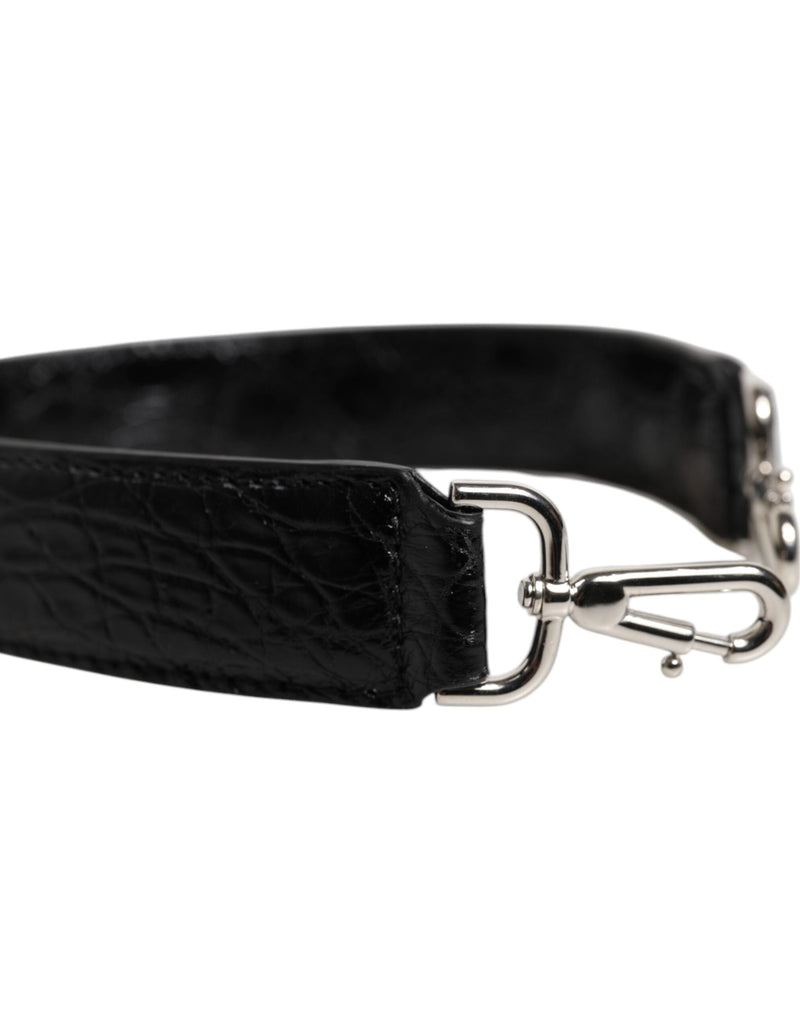 Black Alligator Leather Bag Shoulder Strap Dolce & Gabbana