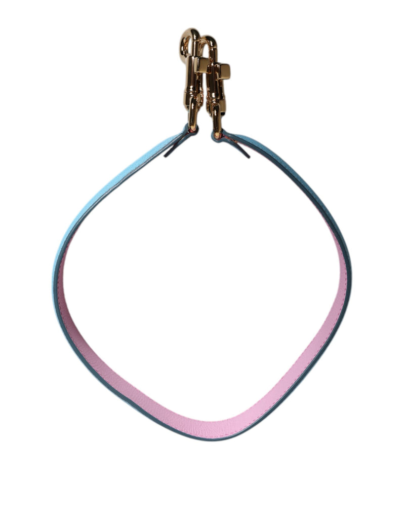 Pink Blue Leather Handle Bag Shoulder Strap Dolce & Gabbana